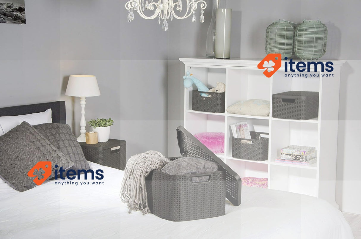 Curver Style 205847 Storage Box Rattan Look Size M Chocolate