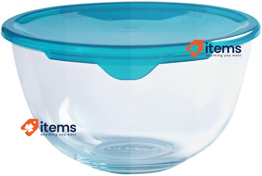 Pyrex Glass 0.5L Mixing Bowl with Lid, Blue