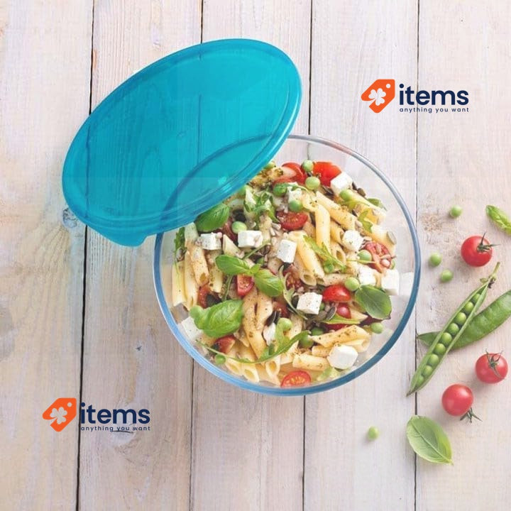 Pyrex Glass 0.5L Mixing Bowl with Lid, Blue