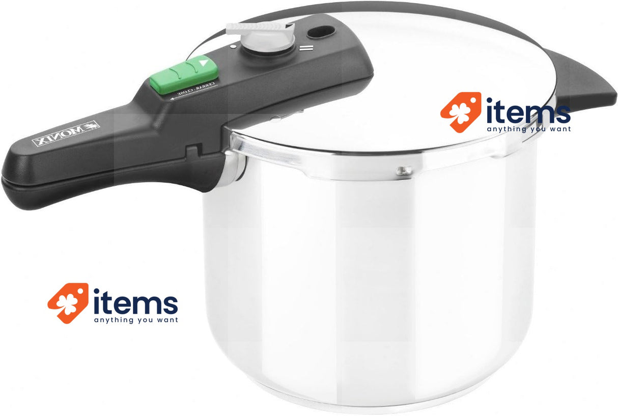 Monix Quick Stainless Steel Pressure Cooker, 22 cm, 6 L, Silver