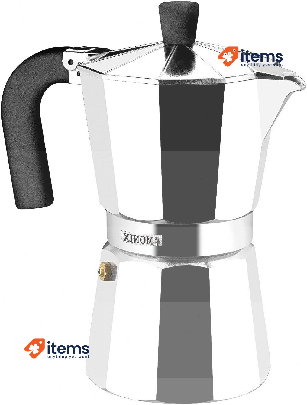 Monix Vitro Express 3-Cup Aluminium Coffee Maker Easy Cleaning Silver Non-Stick
