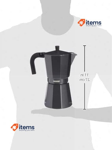 Monix Vitro Noir - Italian Coffee maker of Aluminium, 12 Cups of Capacity 30 cm