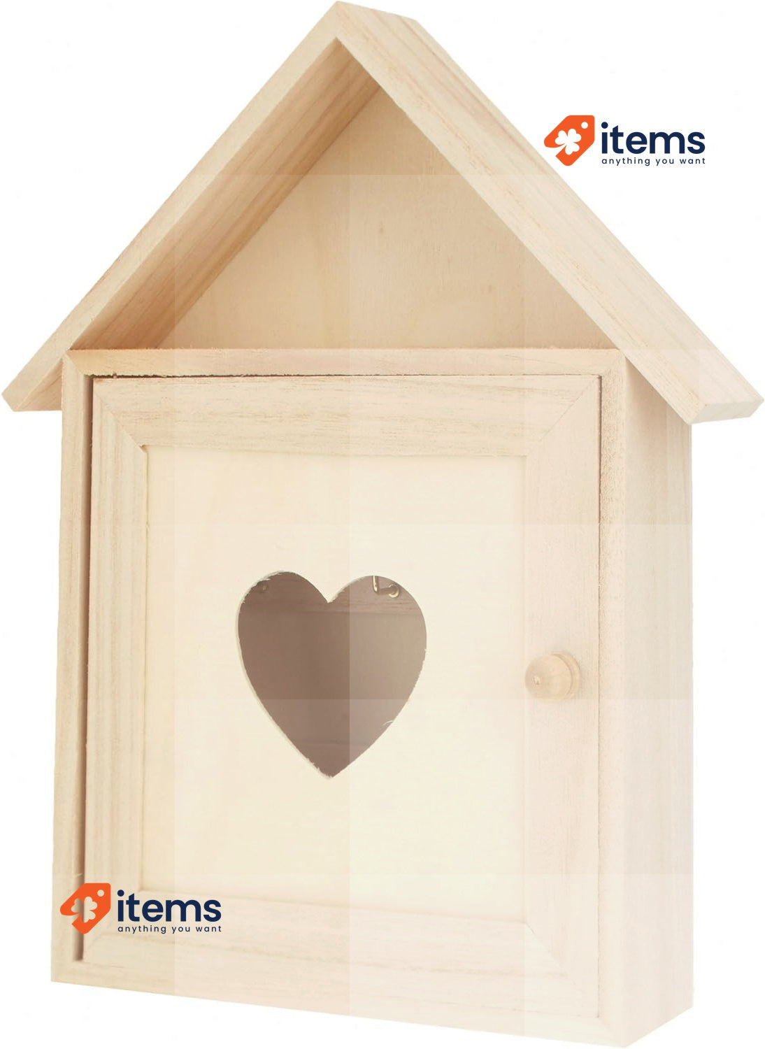 Rayher Wood Key Box With 6 Hooks 21x5x26cm, Natural 62405000 Wall Mounted Wooden