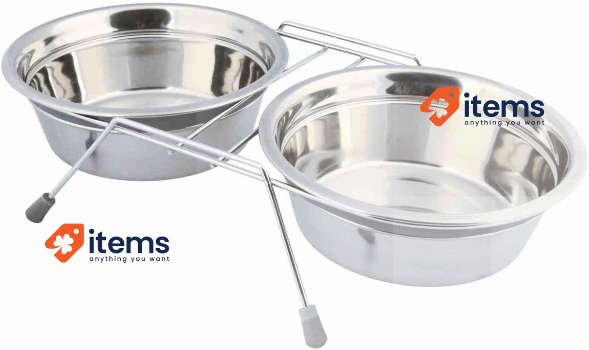 TRIXIE Eat On Feet Two Bowl Set For Dogs, 1.5 Litre Rasied For Easier Digestion