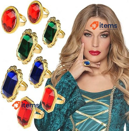 Boland 00636 - Set Of Rings With Fake Gemstones, 8 PC, 10 Years And Up Statement