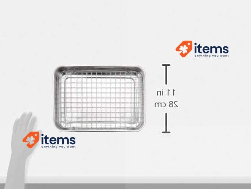 GSW Stainless Steel Baking Pan with Grill Rack, 7.2L, Silver