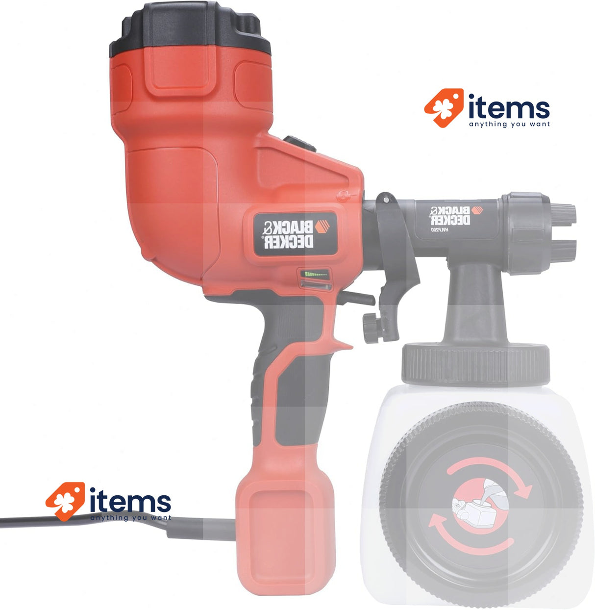 BLACK+DECKER Pistol for Paint 400W, Fino Rotator Easy to Fill and Empty