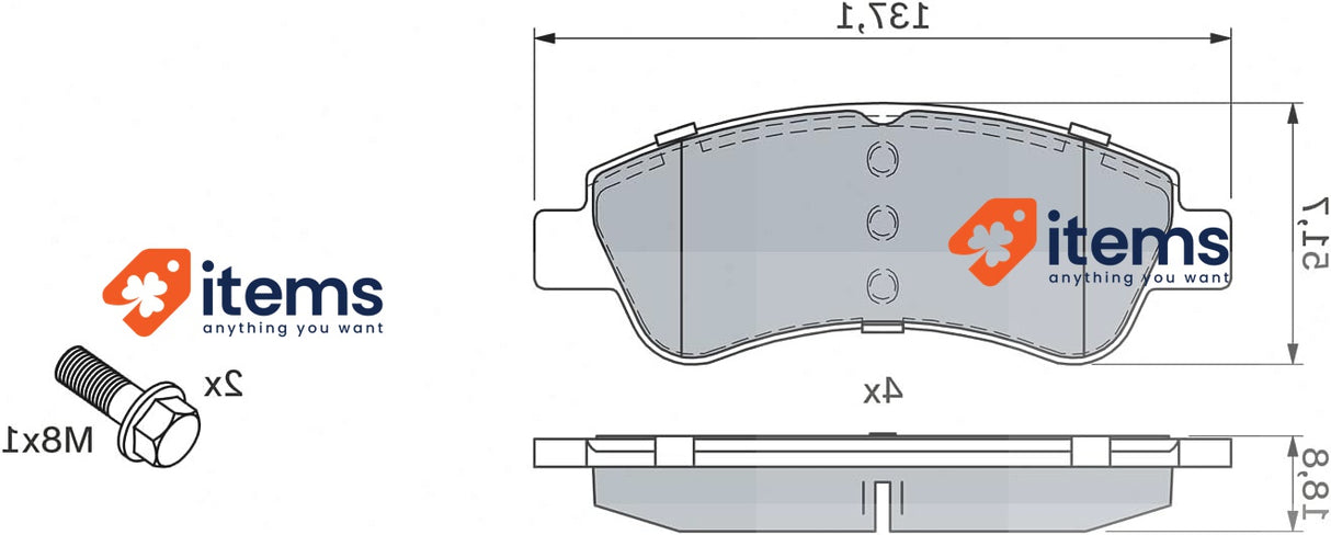 Bosch BP318 - Brake Pads Car Front Axle - Bosch Quality 1 Set of 4 pads