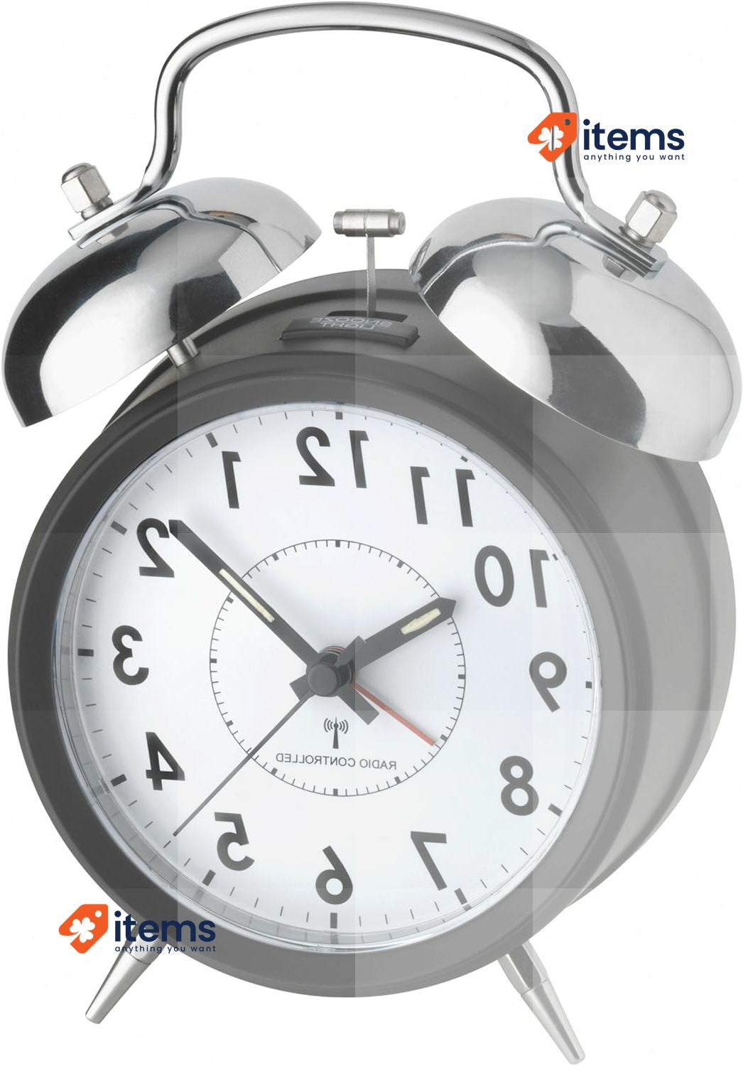TFA Dostmann Retro 60.1503 Radio-Controlled Tabletop Alarm Clock, Double Bell