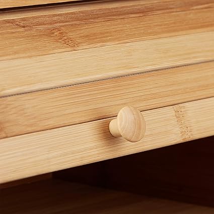 Relaxdays Bamboo Bread Bin, with Rolling Lid, 40 x 27.5 x 16.5 cm Natural Brown