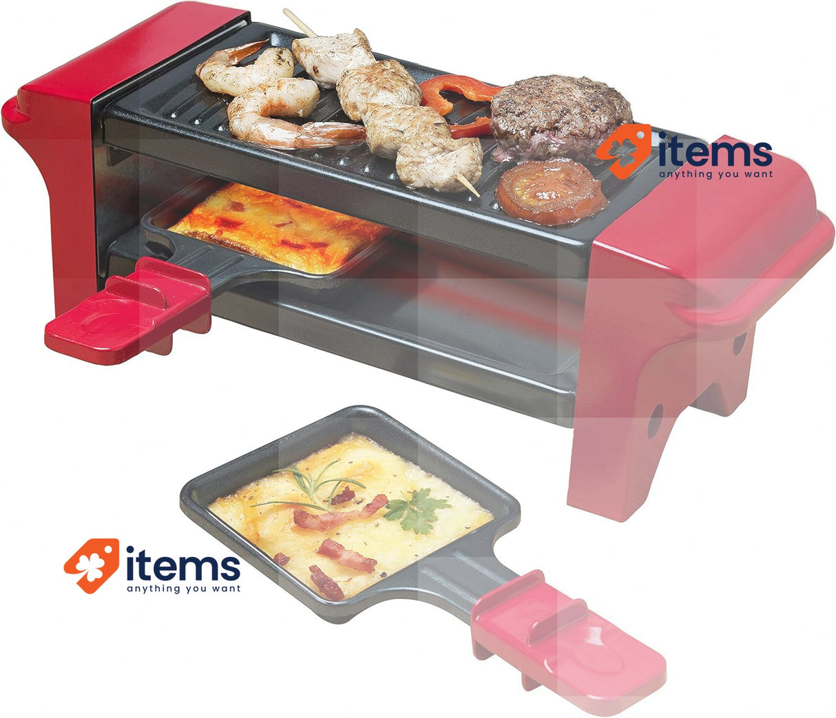 Bestron AGR102 Gourmetstel 2 Persoons Zwart/Rood Red <p>Compact mini raclette
