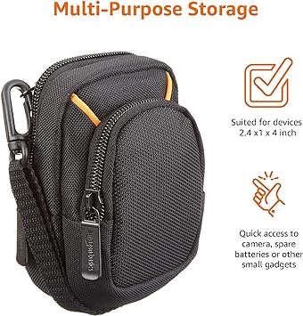 Amazon Basics Medium Point and Shoot Camera Case, Black, Solid