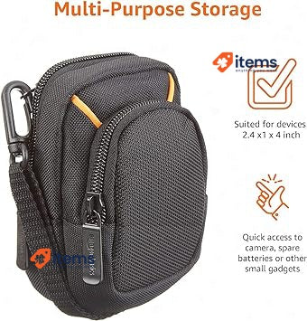 Amazon Basics Medium Point And Shoot Camera Case, Black, Solid 10.2x6.1x2.5 Cm
