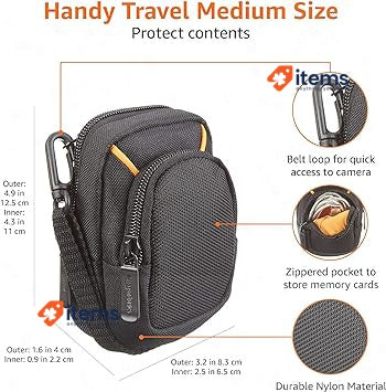 Amazon Basics Medium Point And Shoot Camera Case, Black, Solid 10.2x6.1x2.5 Cm