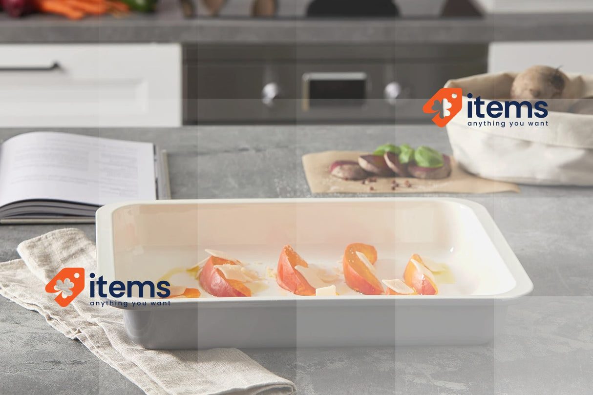 Zenker Casserole Dish Special Cooking in grey-creme, Enamel 40.5 x 29.5 x 6 cm