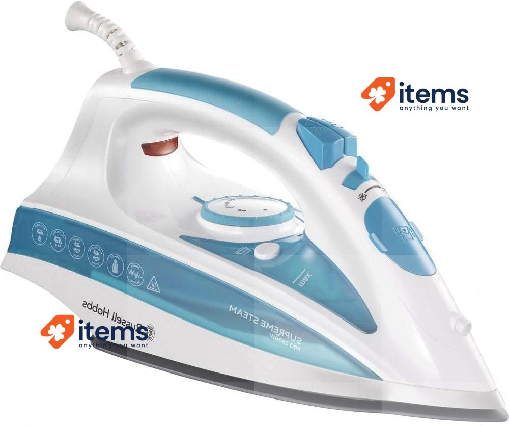 Russell Hobbs Steam Iron [2600W,210g Extra Boost, 70 G White/Blue - 2600 W 300ml