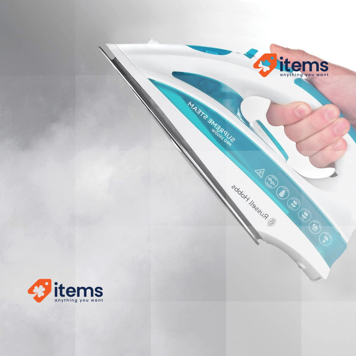 Russell Hobbs Steam Iron [2600W,210g extra steam boost, 70 g White/Blue