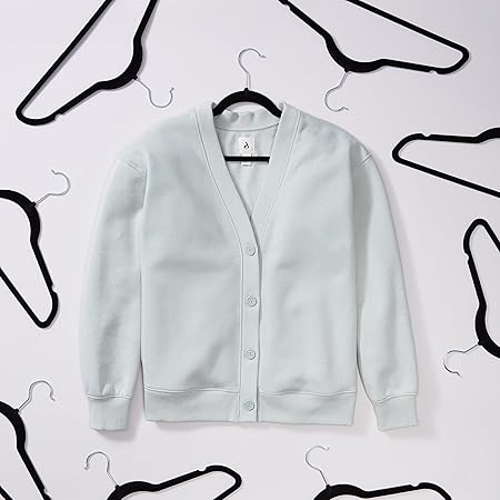 Amazon Basics Slim Velvet Non-Slip Suit Hangers - Pack of 50, Black