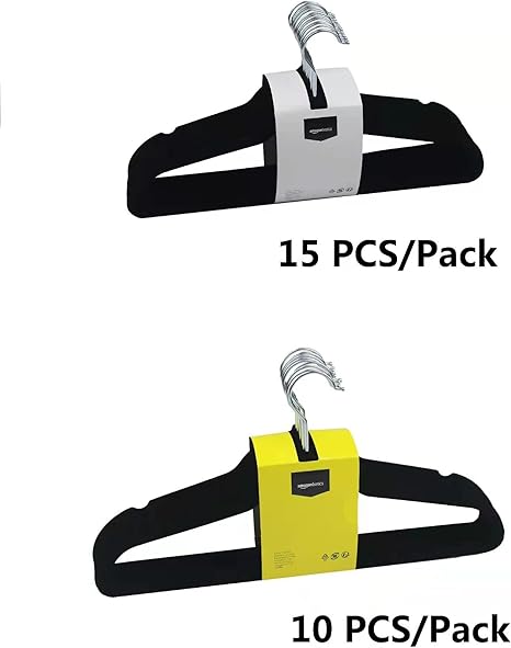 Amazon Basics Slim Velvet Non-Slip Suit Hangers - Pack of 50, Black