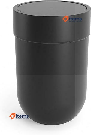 Umbra Touch Waste Can Small 1.6 Gallon Swing Lid Soft Touch, Black Trash Basket