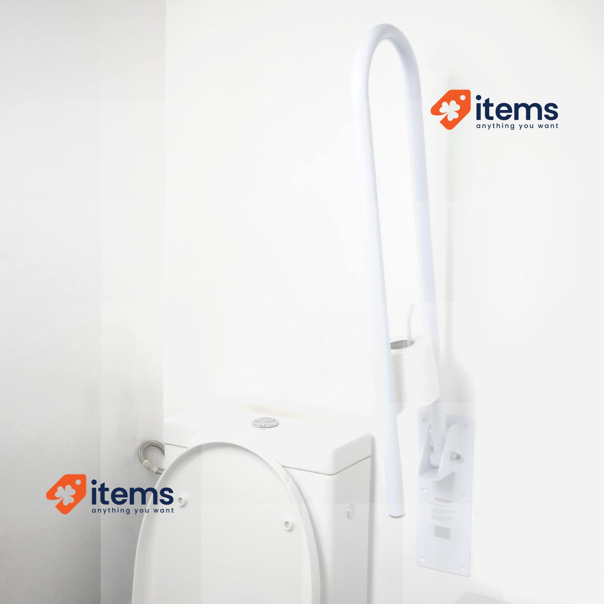 Mobiclinic Foldable Double Bath Safety Grab Bar With Toilet Paper Holder Model: