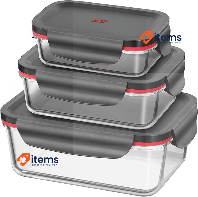 Silit Storio 3-piece storage box set, glass, storage glass