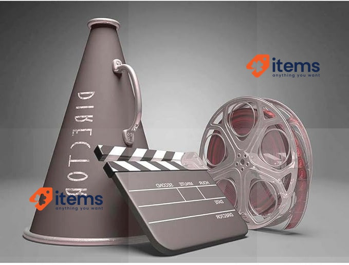 Wee Blue Coo Photo Film Director Equipment Clapperboard Megaphone Art Print