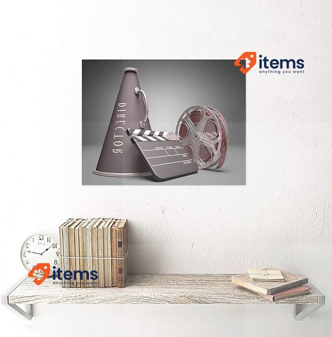 Wee Blue Coo Photo Film Director Equipment Clapperboard Megaphone Art Print