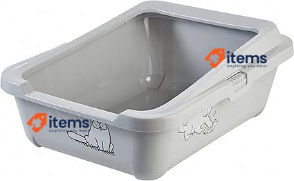 Cat Litter Box by Karlie Simon - 51756 Cat Litter Tray : 43 x 32 x 13cm Grey