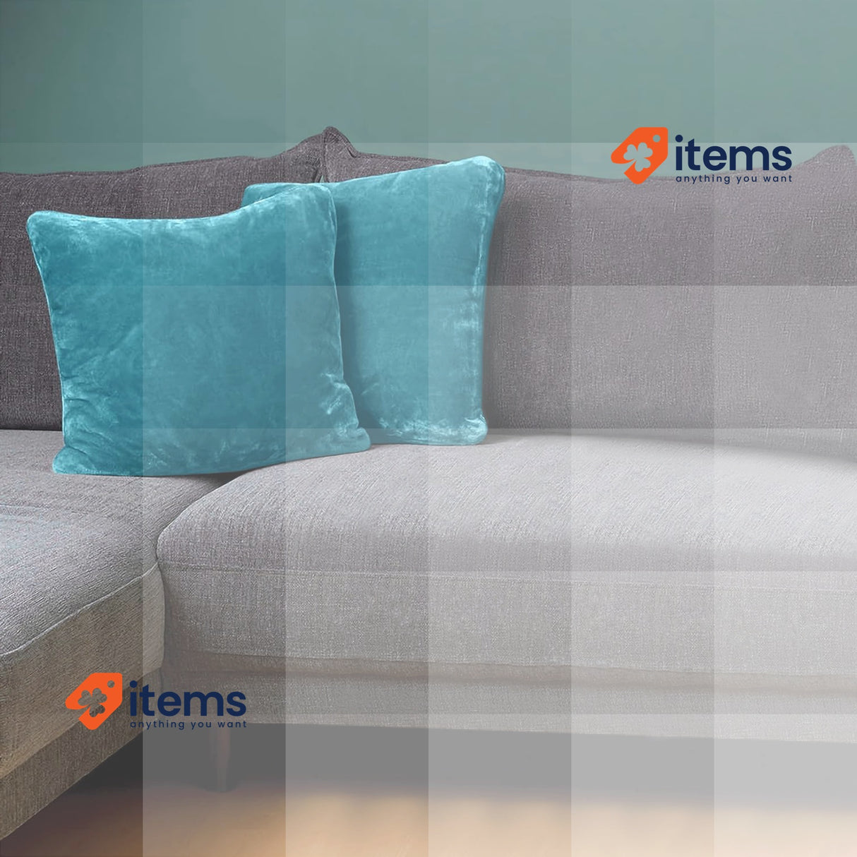 Amago - Cushion Cover Set of 2, Cashmere Feeling, 50 x 50 cm - Petrol