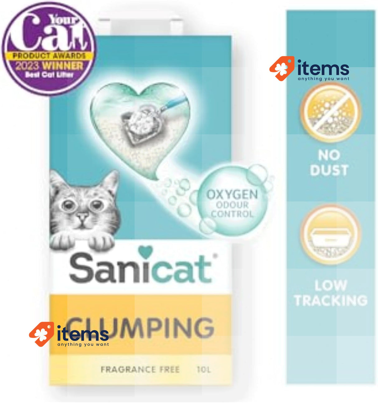 Sanicat - Clumping Unscented Cat Litter 10 L Capacity Absorbs