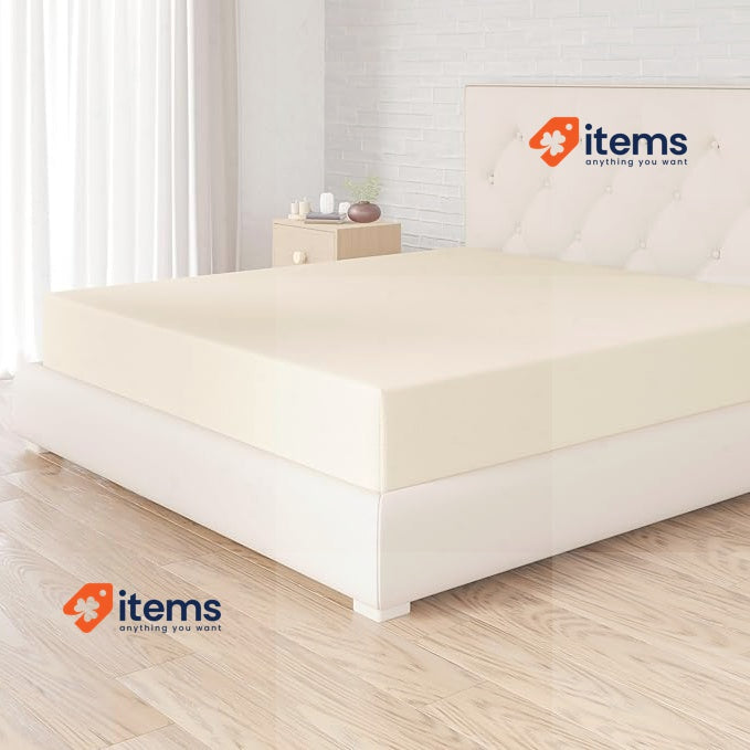 Amazon Basics Soft Fitted Sheet Deep Pocket 12 inch (30 cm), Beige 180x200x30cm