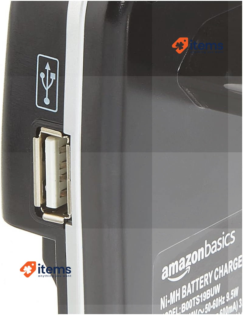 Amazon Basics Battery Charger for NI-MH AA/AAA Batteries and USB Devices Black