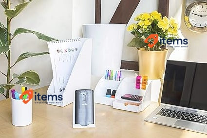 OSCO White High Gloss Desk Organiser | 7 section Drawer H12 x W25 x D13cm Tidy