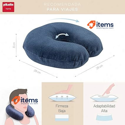 Pikolin Home - Neck Viscoelastic Travel Pillow, 28 X Cm, Natural Colour 28 cm