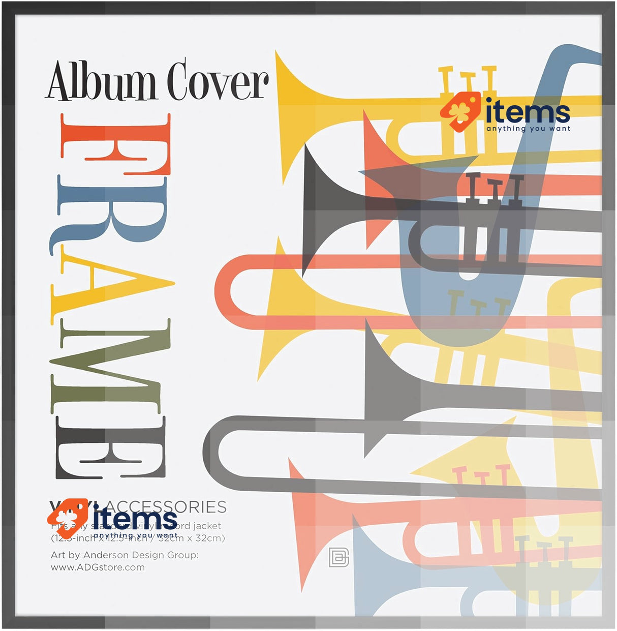 Americanflat Album Frame in Black - Aluminium Vinyl Frame 32x32 cm Black