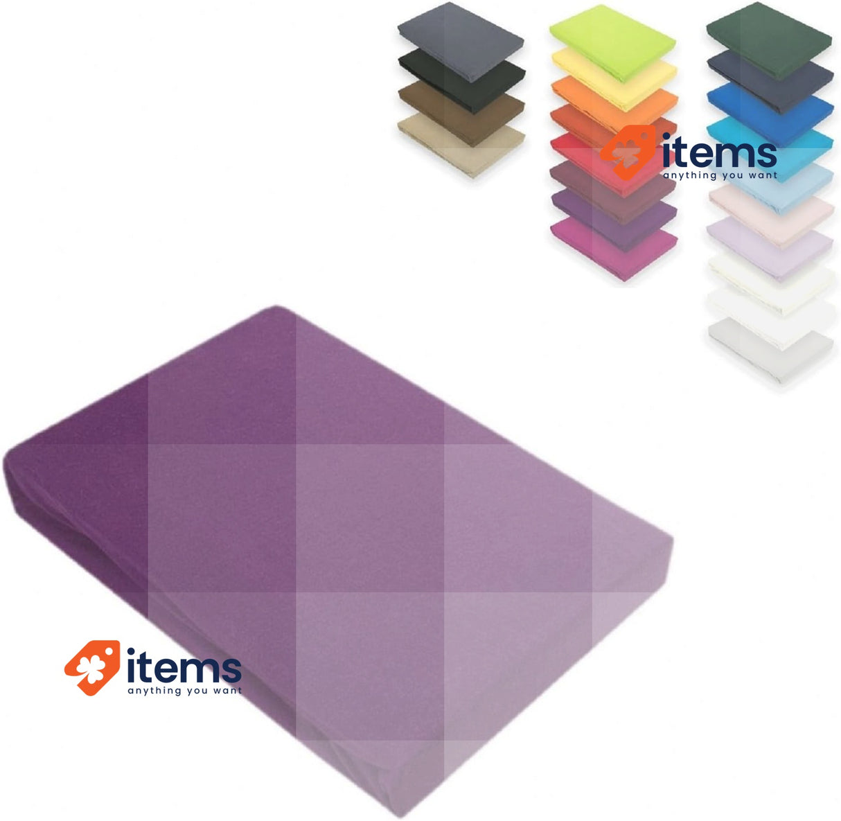 EXKLUSIV HEIMTEXTIL Jersey Fitted Sheet Purple Terry Towelling Elasticated Sizes