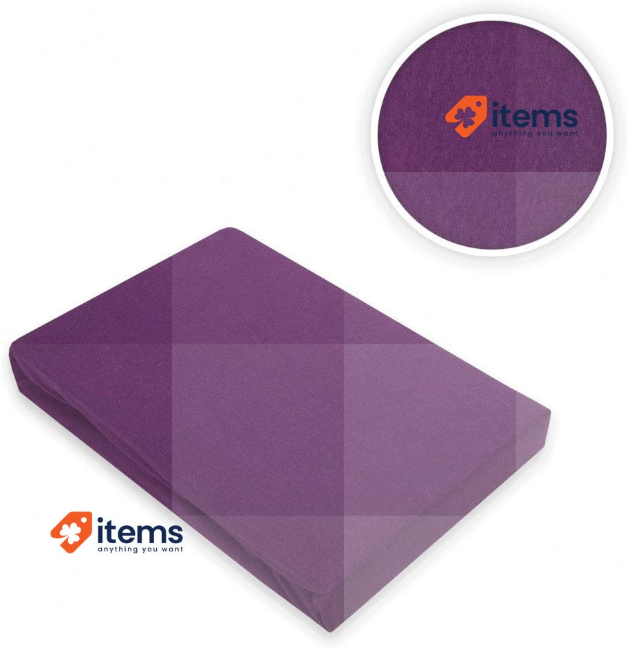 EXKLUSIV HEIMTEXTIL Jersey Fitted Sheet Purple Terry Towelling Elasticated Sizes
