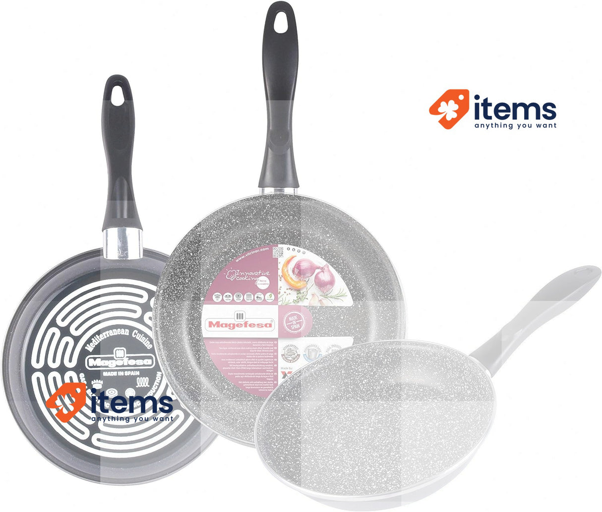 Magefesa K2 Gransasso Set Of 3 Pans 18/20/24cm Grey Frying 18/20 Cm Vitrified