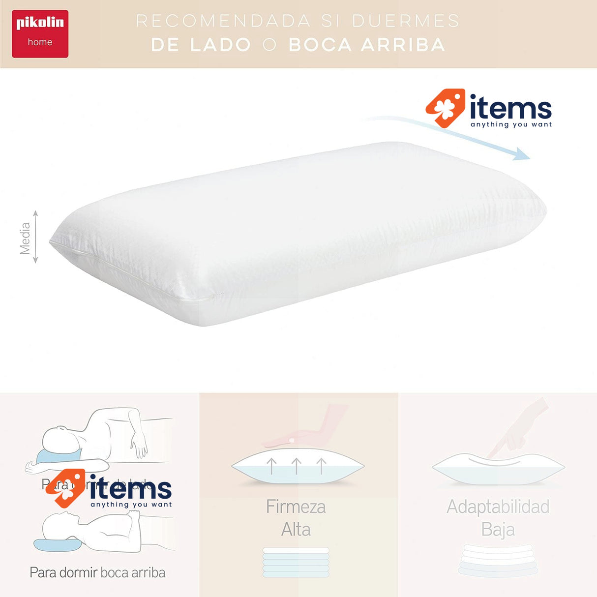 Pikolin Home Almohada Viscoelastic Fiber Hypoallergenic White