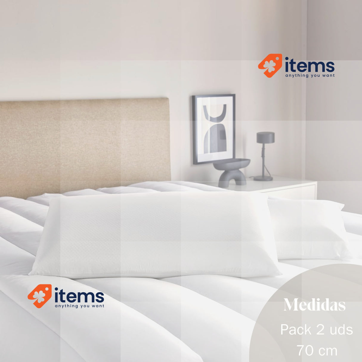 Pikolin Home - Viscoelastic pillow, with double cover sizes 35x70cm 12cm