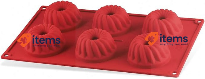 Dr.Oetker Kugelhopf tin Flexxibel of Silicone 6 Cups Mini Red