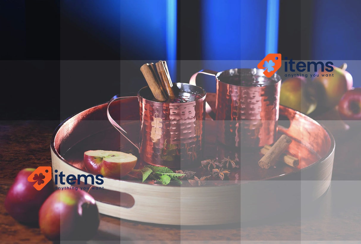 BarCraft Copper Hammered Moscow Mule Mugs (2): Contrast Colour, Silver/Copper