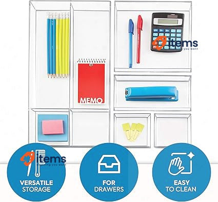 Idesign 40850 Makeup Organiser Tray Large Plastic Drawer Compartments Cosmetics