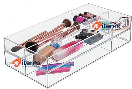Idesign 40850 Makeup Organiser Tray Large Plastic Drawer Compartments Cosmetics