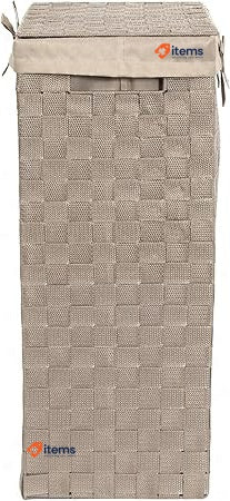 Compactor Rectangle Laundry Basket with Lid Taupe Woven Washing Hamper Storing