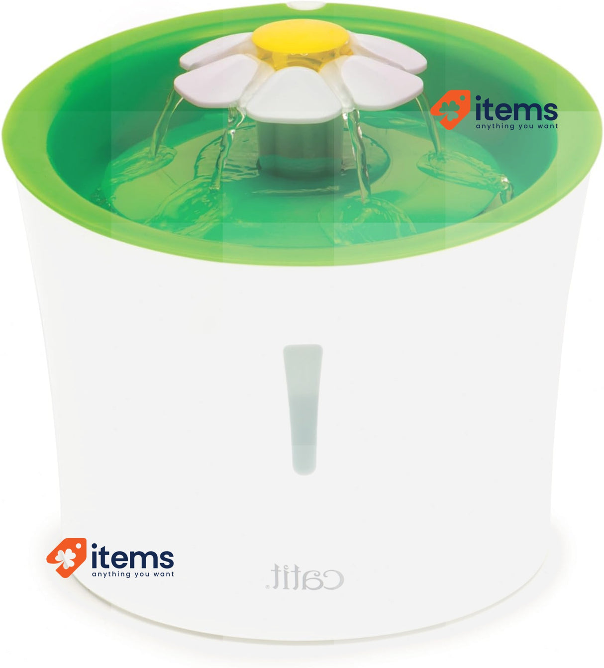Catit Original Flower Fountain with Water Level Window, 3 Litre Green Drinking