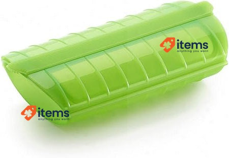 Lékué Steam Case 1-2 pers, Silicone, Green, 12.4 x 24 x 5 cm