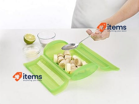 Lékué Steam Case 1-2 pers, Silicone, Green, 12.4 x 24 x 5 cm