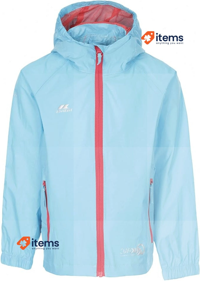 Trespass Kids Waterproof Packaway Jacket Qikpac AQUATIC 7 - 8 Years Blue 7/8 Age